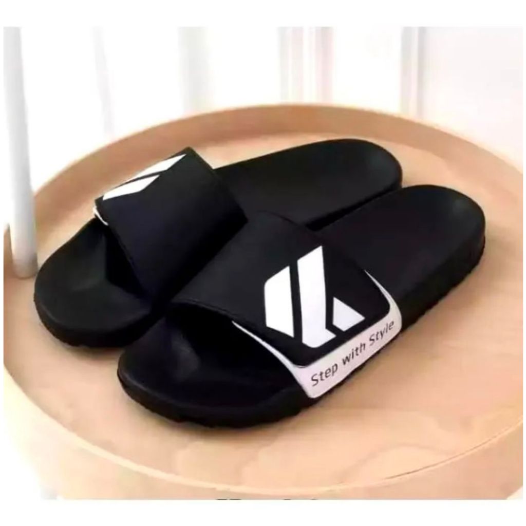 Cahaya Sandal - Sandal Pria Slip On Hitam - Sandal Cowok Motif Kito Terbaru