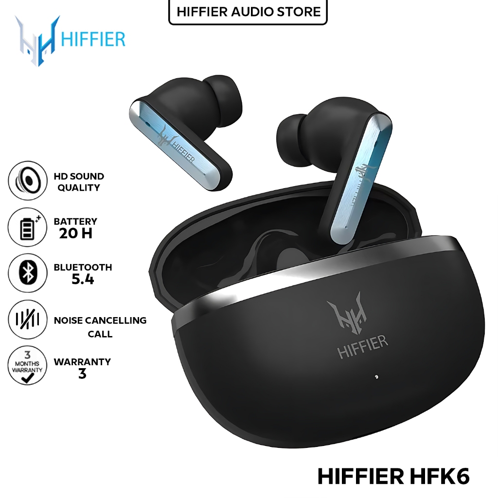 Hiffier TWS HFK6 HIFI Noise Cancellation Super Bass Earphone Headset Bluethooth 5.4 Chip TWS Sport