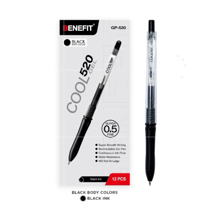 

(1 PCS) Pulpen Gel Benefit Cool 520 0.5mm – Tinta Halus, Mirip Kokoro, Stylish & Nyaman