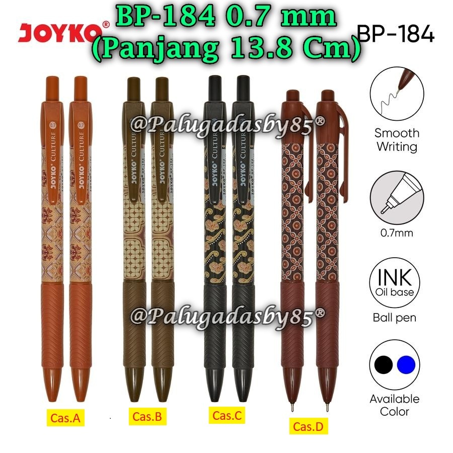 

(1 Pak/12) GROSIR Bolpen JOYKO BP-184 Culture 0.7 mm / Ball Pen Pulpen Pena Joyko BP-184 (Pak/12)