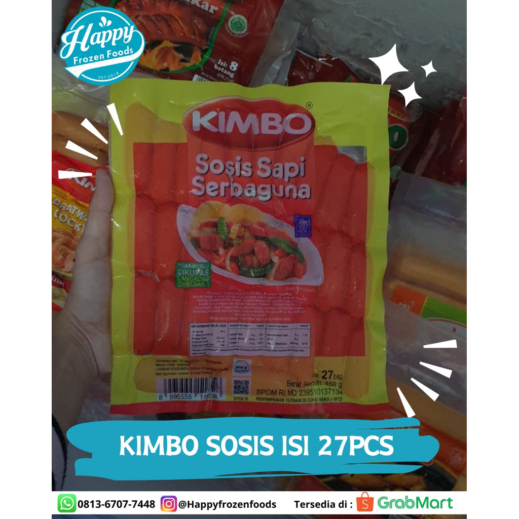 KIMBO SOSIS SAPI SERBAGUNA ISI 27PCS | SOSIS COCKTAIL | HAPPY FROZEN FOODS PALEMBANG