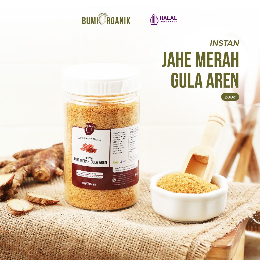 

JAHE MERAH GULA AREN 200G / JAHE MERAH GULA AREN BUMI ORGANIK / JAHE MERAH / JAHE MERAH BUBUK / JAHE MERAH SEGAR / GULA AREN ASLI 100% / GULA AREN BUBUK / GULA AREN ASLI / GULA MERAH AREN ASLI ORIGINAL / NUTRIFARM DARI BUMI BEORGANIK SAFIYA