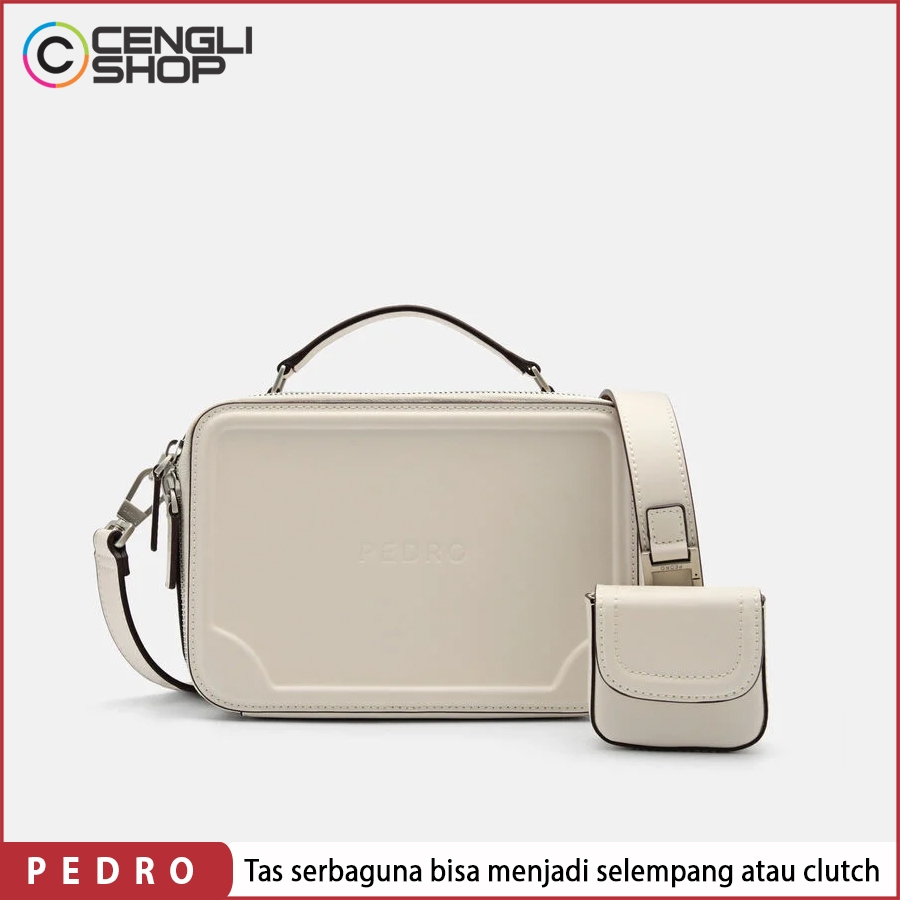 TAS SELEMPANG PRIA PEDRO SLING BAG CLUTCH ORIGINAL BRANDED TERBARU PUTIH CREAM PM039