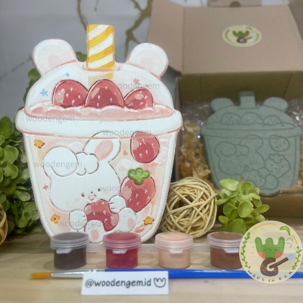 

DIY Wood Character Painting Kit Mewarnai Melukis Hampers Lucu Kayu Karakter Rabbit Sundae Makanan