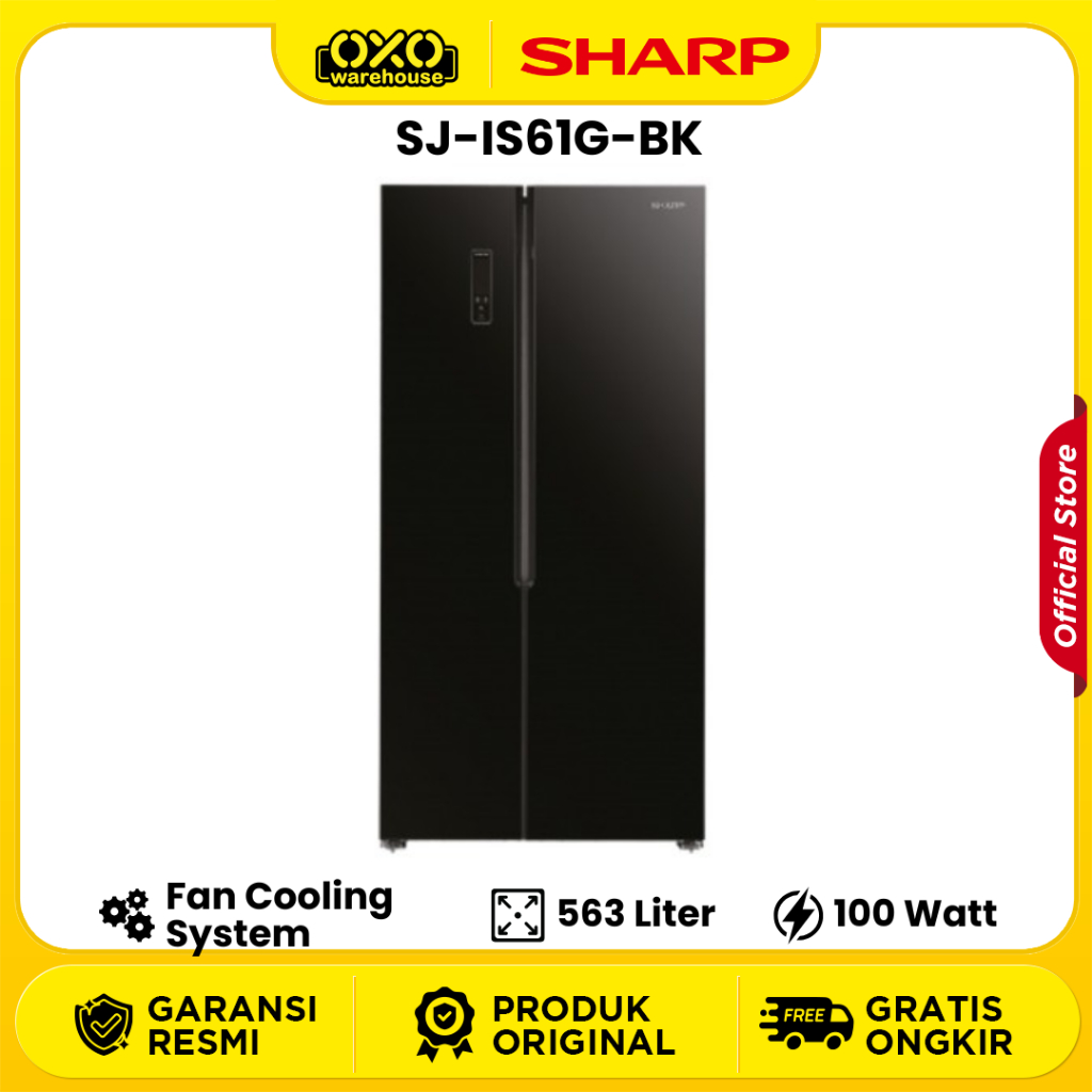 Kulkas Sharp SJ-IS61G-BK Side by Side 563L Hitam Inverter