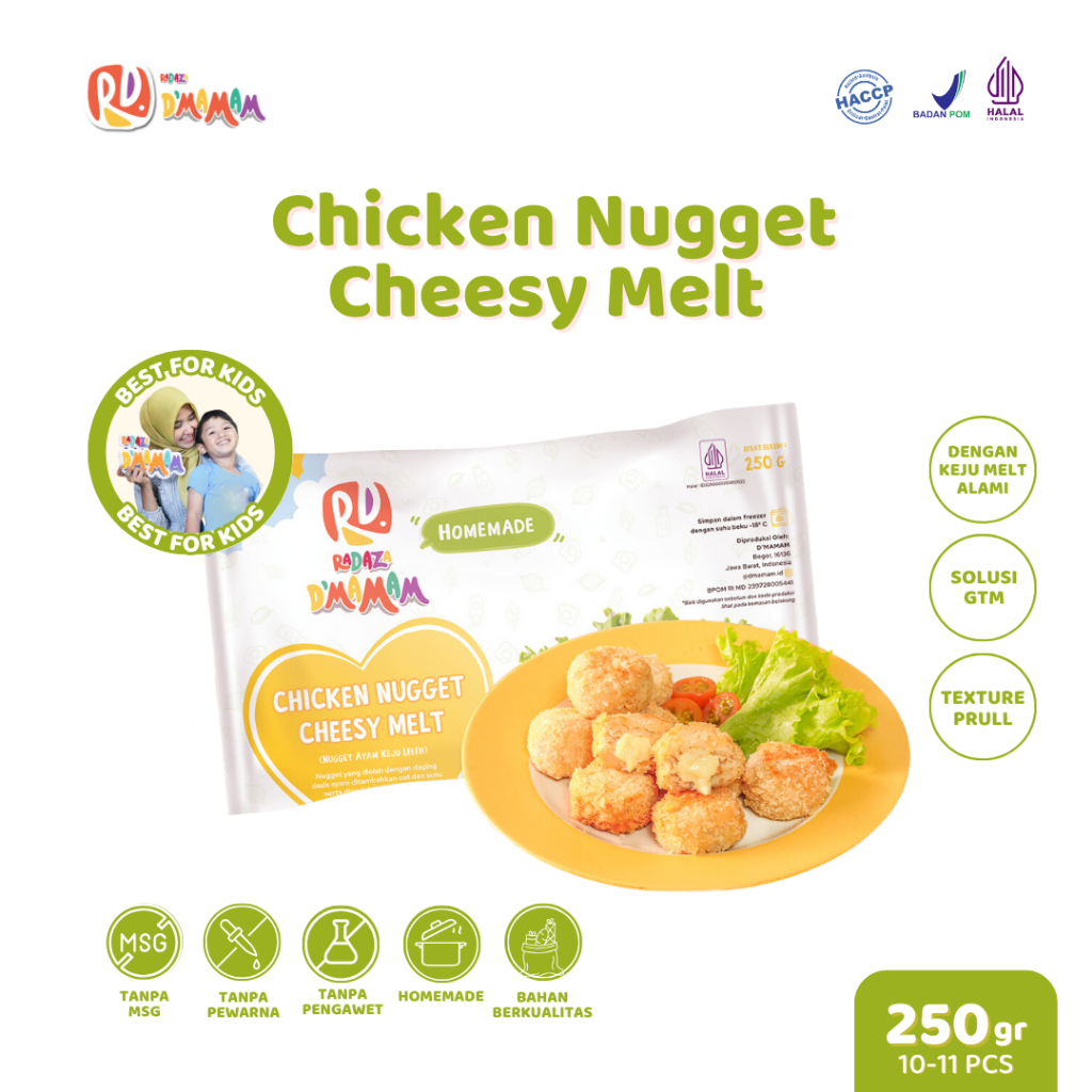 

D'MAMAM SBY Chicken Nugget Cheesy Melt 250g Nugget Ayam Keju MPASI Homemade HACCP BPOM HALAL