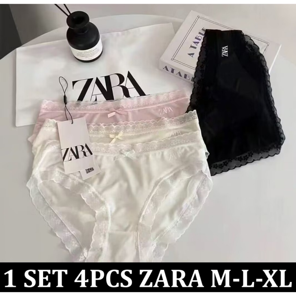 1 SET 4 PCS Celana Dalam CD ZARA Original Import bahan super strech elastis lembut dingin nyaman dip