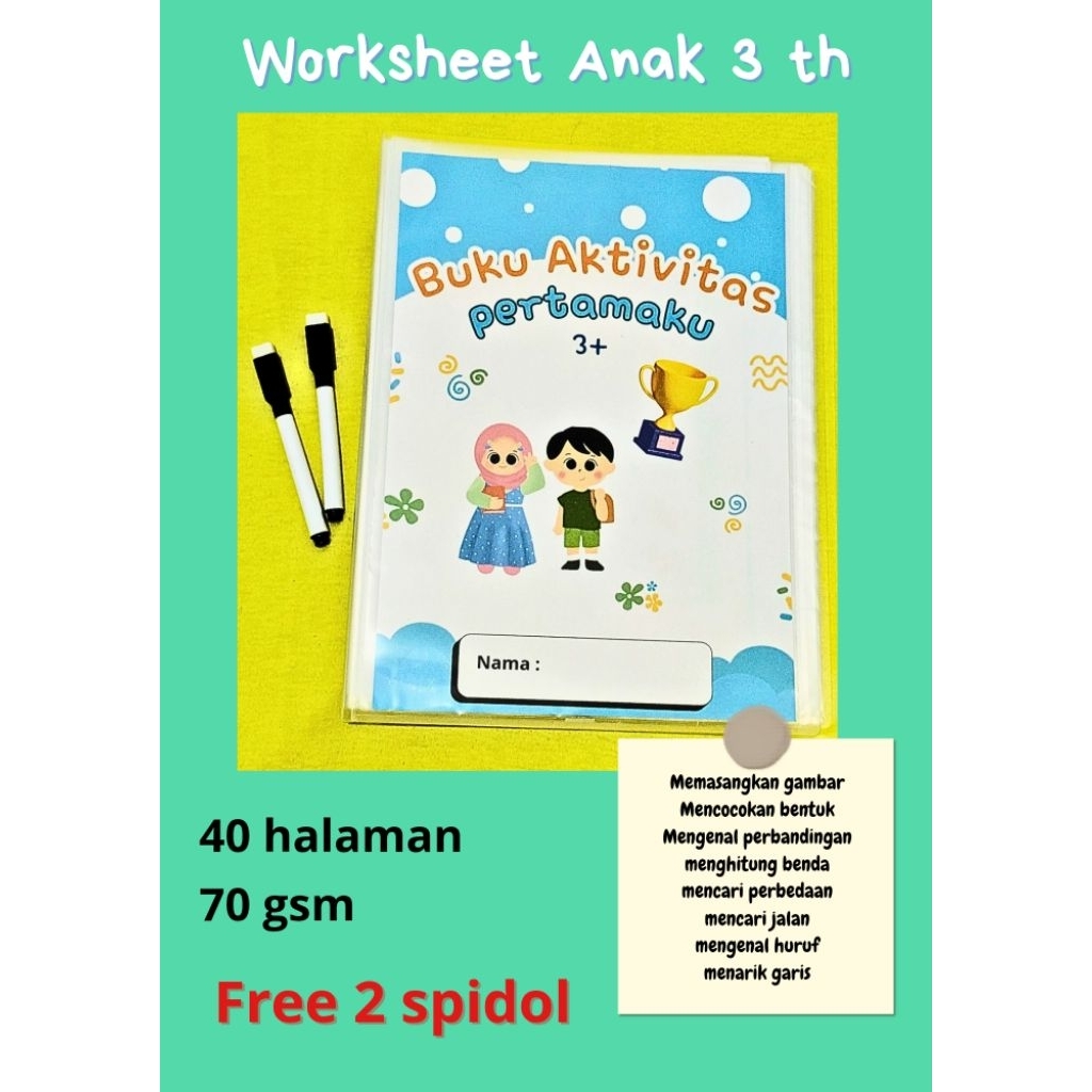 Buku Aktivitas Anak 3 Tahun ( Worksheet Aktivity Anak 3 tahun)