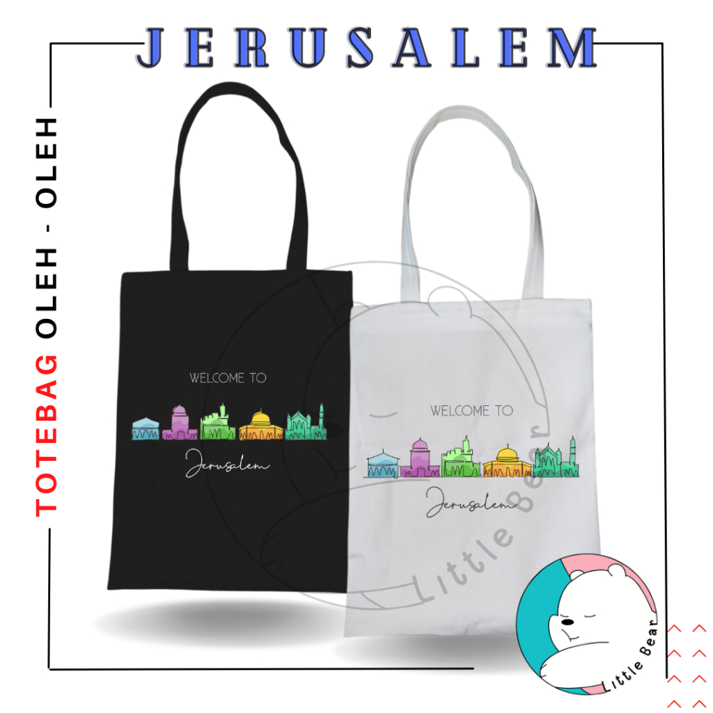 Littebear Totebag Kanvas Souvenir Kota Jerusalem Tas ToteBag Oleh Oleh Type 1