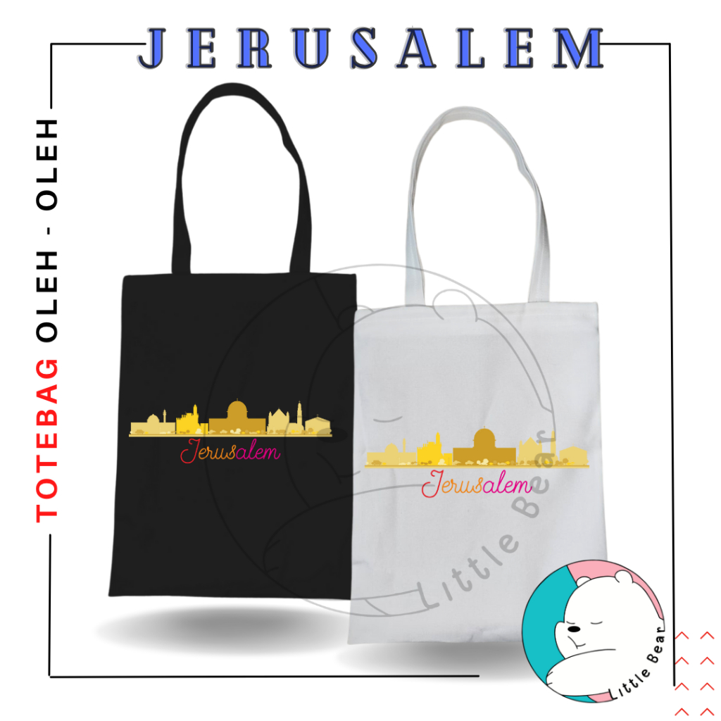 Littebear Totebag Kanvas Souvenir Kota Jerusalem Tas ToteBag Oleh Oleh Type 3