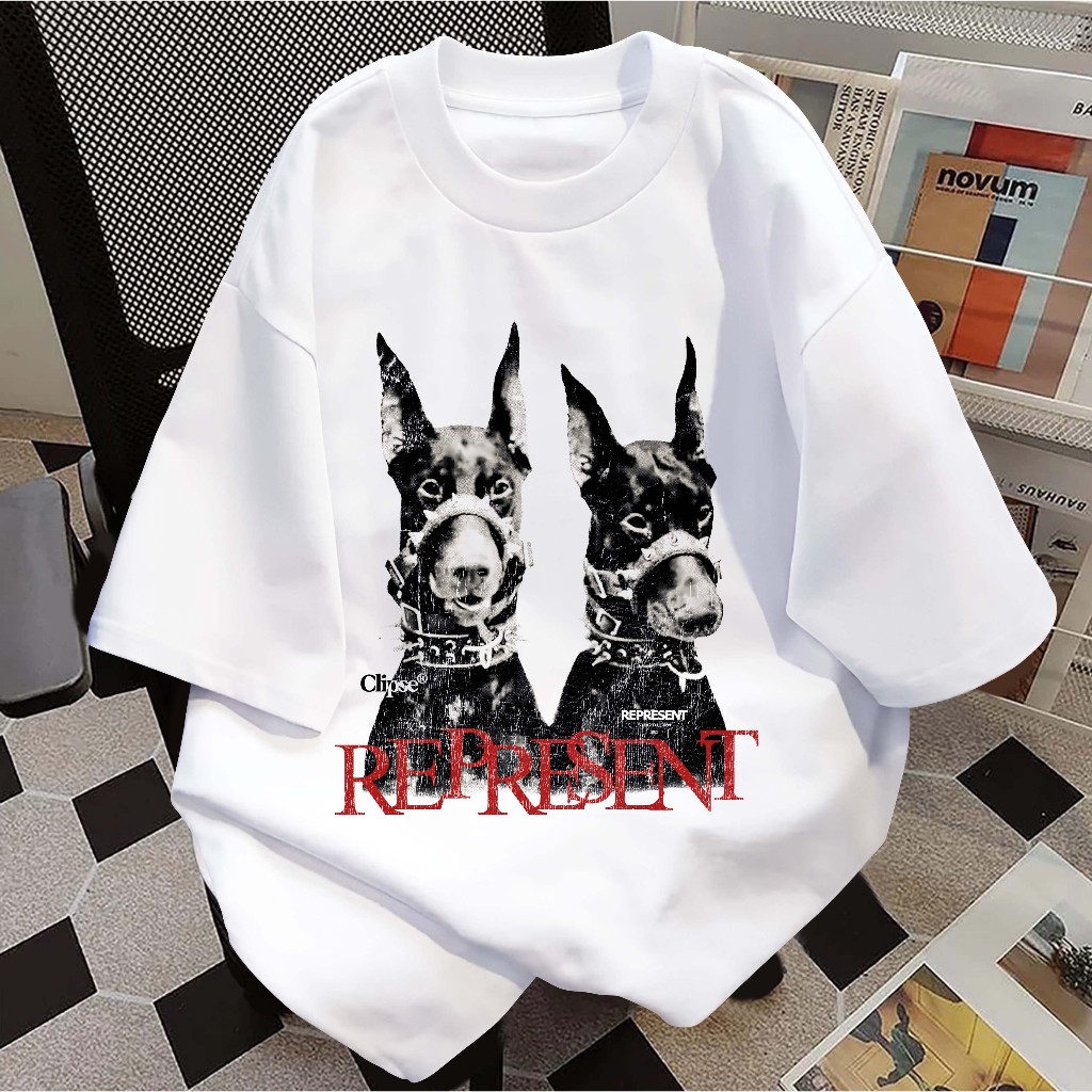 LYKKE Doberman Oversize Tee T-Shirt Lengan Pendek Kaos Pria Wanita Retro Bahan 100% Cotton I A7289 K