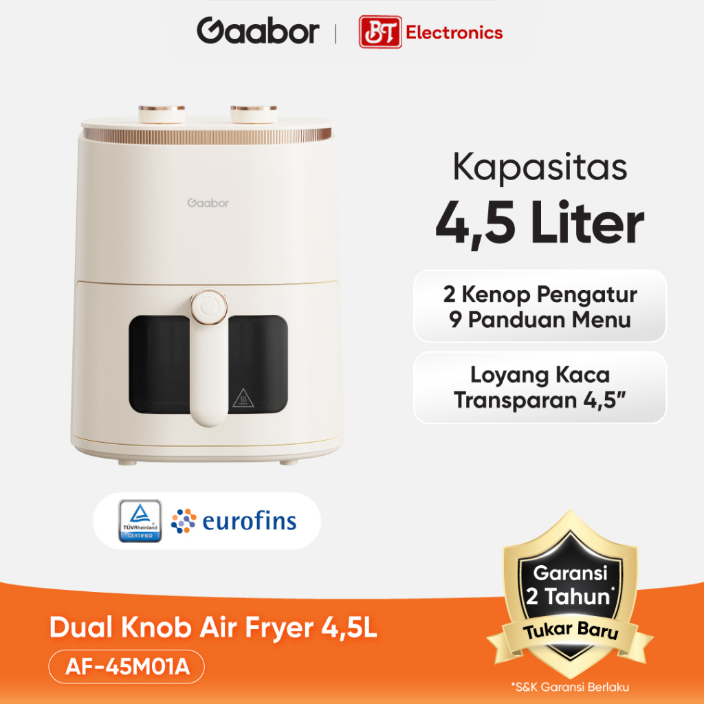Gaabor Air Fryer DUAL KNOB 4,5L PENGGORENGAN TANPA MINYAK ORIGINAL
