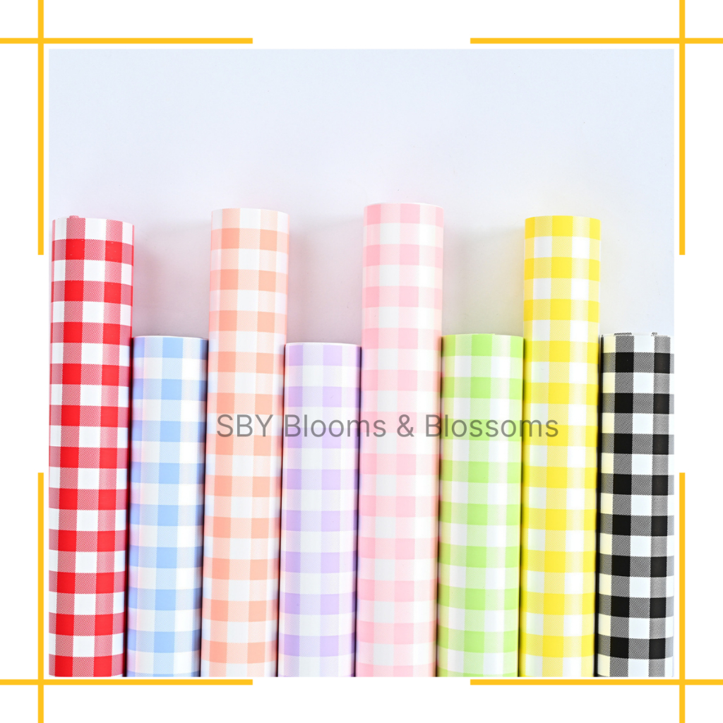 

KB6012 Kertas Buket Motif Kotak Cellophane Ecer Lembaran Kertas Buket Bunga Wrapping Paper Square Pattern Motif Kotak