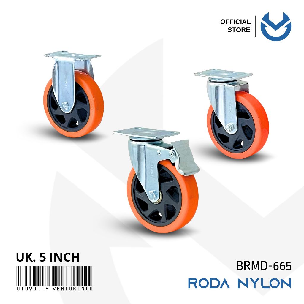 OV Roda Caster Pvc 5 Inch Havy Duty / Roda Troli 5 Inch / Roda Kastor 5 Inch Hidup - Mati - Rem