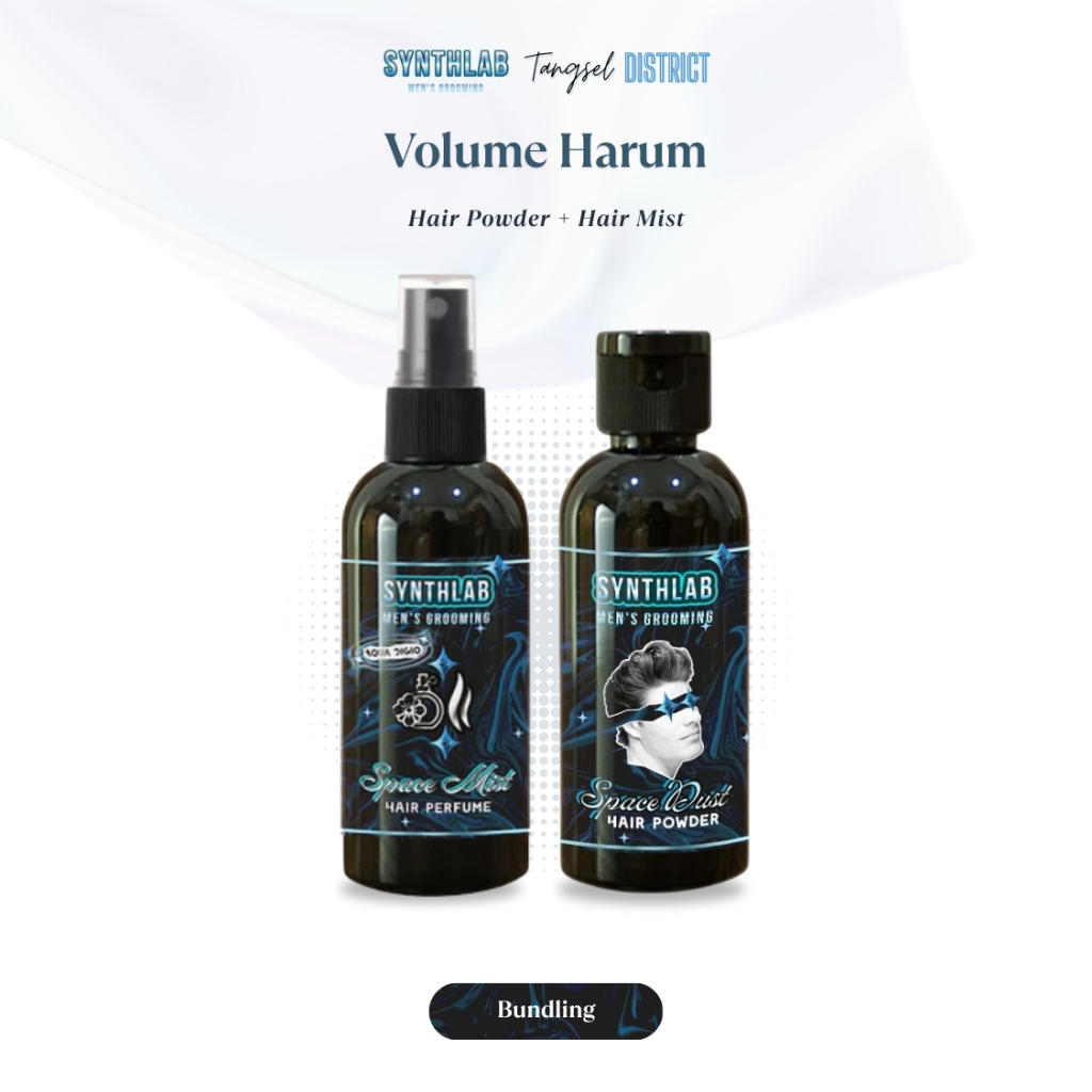 Synthlab Hair Powder & Hair Mist Volume Harum Package - Clay Pomade Waterbased untuk Pria dengan Sik