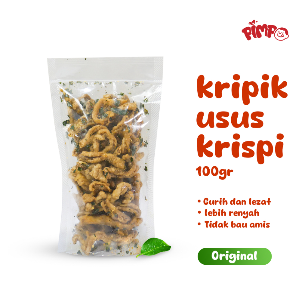 

100gr Pimpo Kripik Usus Ayam Krispi / Usus Ayam Crispy Premium Daun Jeruk