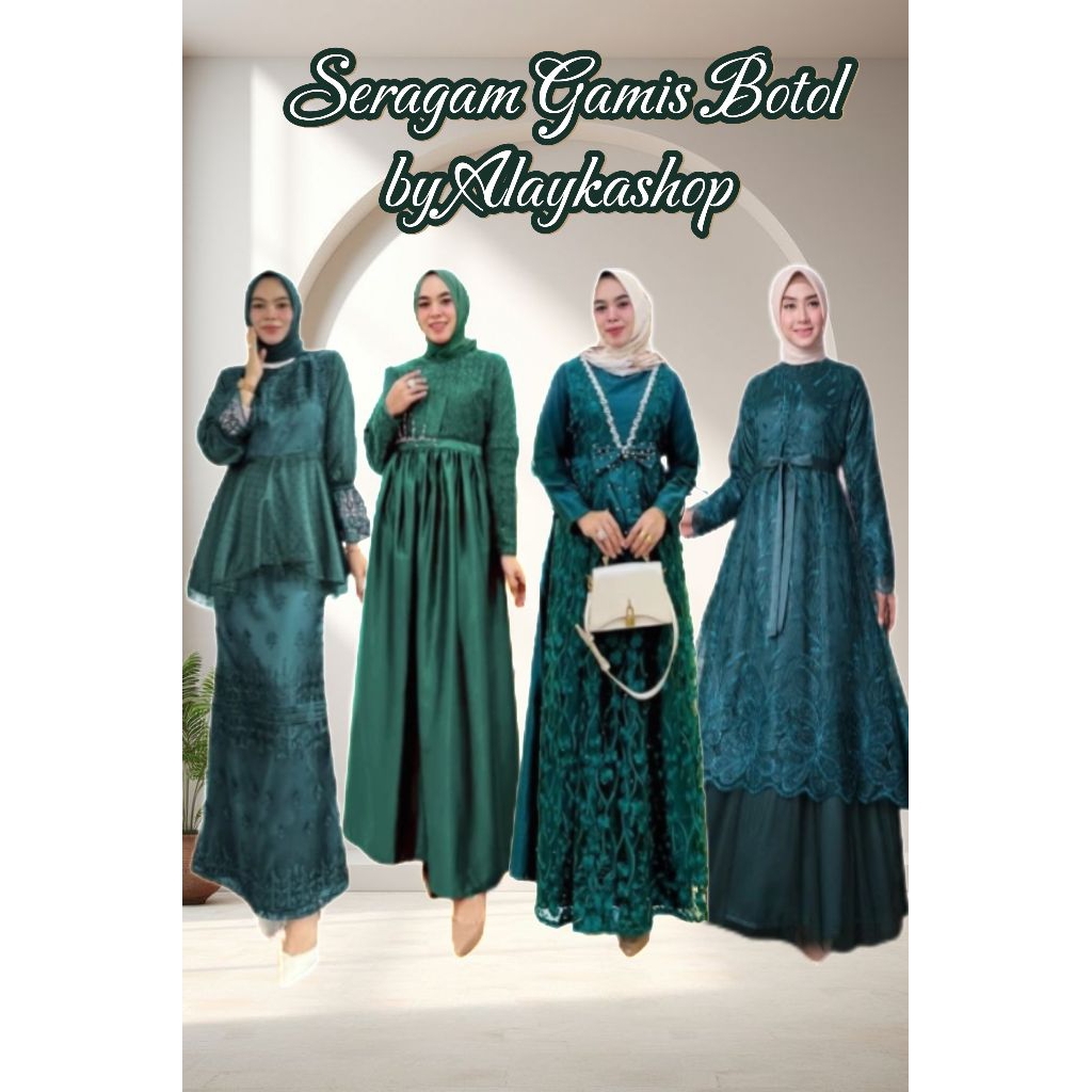 SERAGAM GAMIS HIJAU BOTOL / GAMIS WANITA TERBARU / GAMIS/BAJU SARIMBIT/BAJU KONDANGAN / BRIDESMAIDS