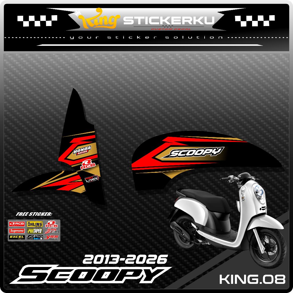 Stiker Striping Scoopy 2014/2016 - Sticker Striping Motor Scoopy 2014/2016 Motif Racing. KS.08