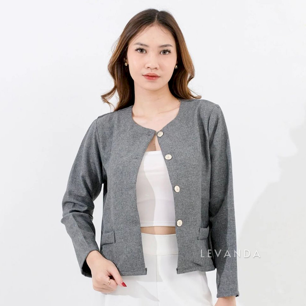 Blazer Wanita Korean Style | Blazer Crop Top Lengan Panjang - Atasan Wanita Lengan Panjang