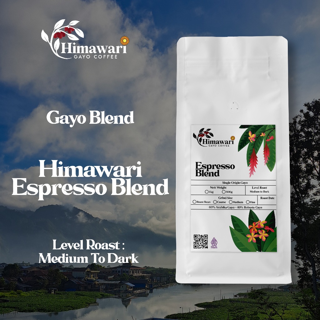 

Himawari Kopi Gayo Aceh Espresso Blend Roast Bean dan Bubuk Kopi