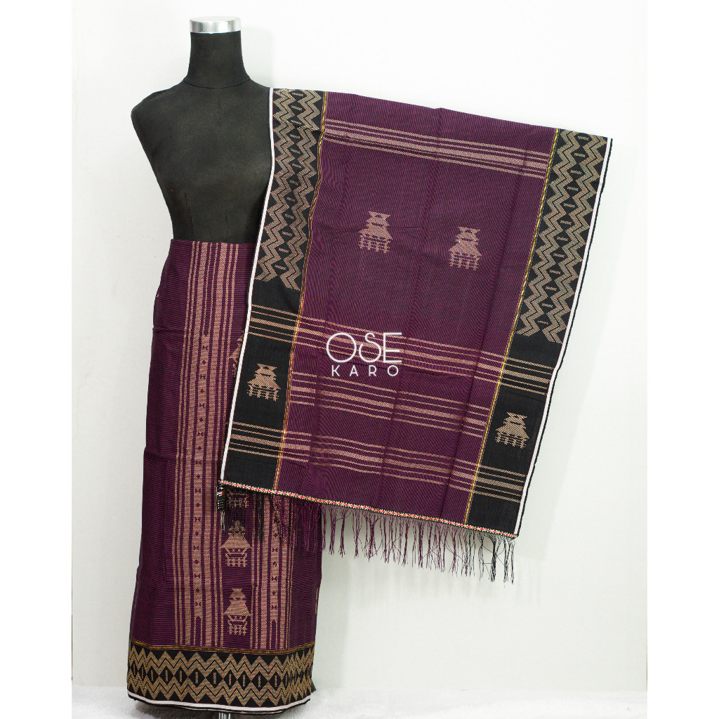 Setelan Sutra Uis Nipes Karo Motif Rumah Adat