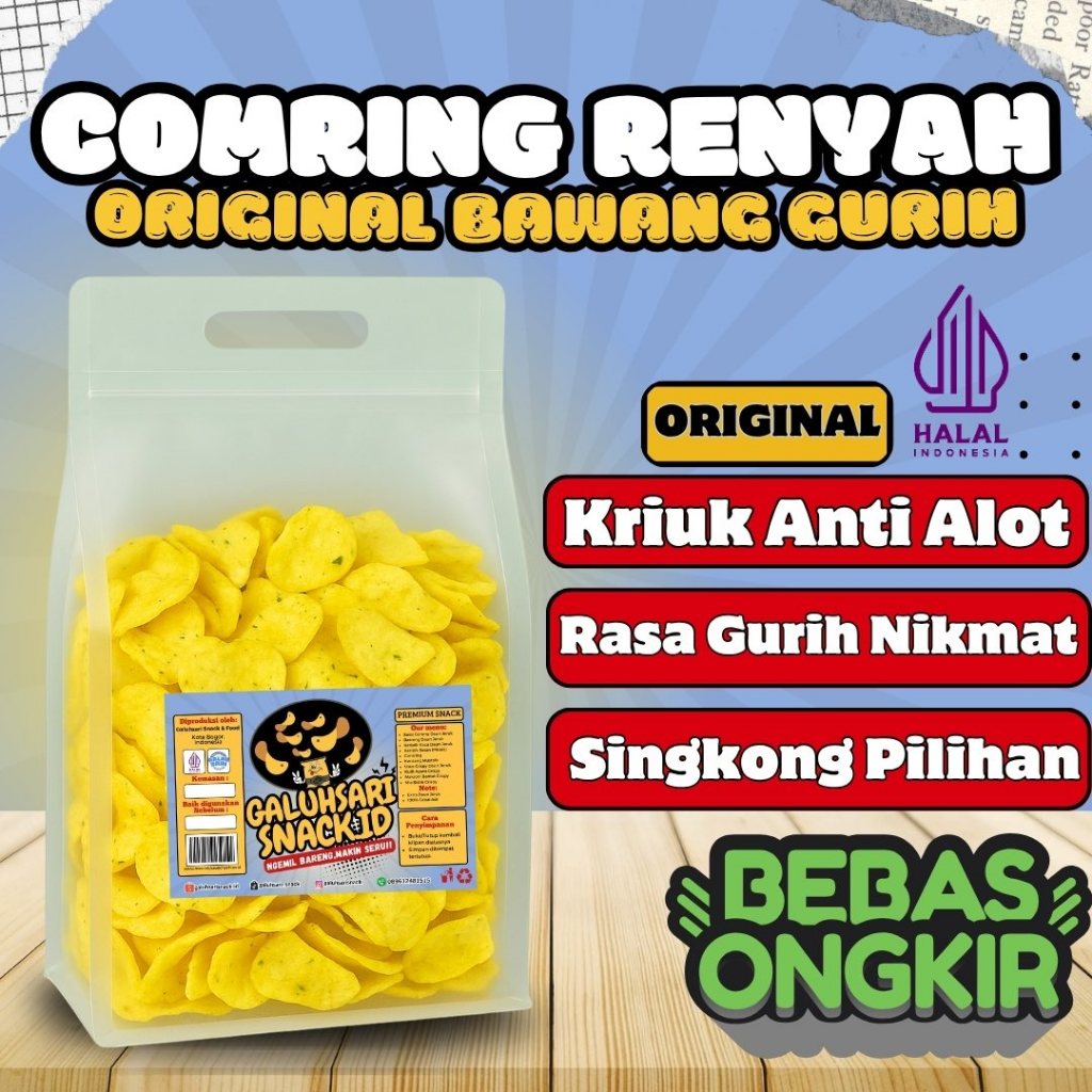 

Keripik Singkong Comring Bawang Rasa Original Gurih Super Renyah Nikmat Cemilan Kiloan Viral Praktis