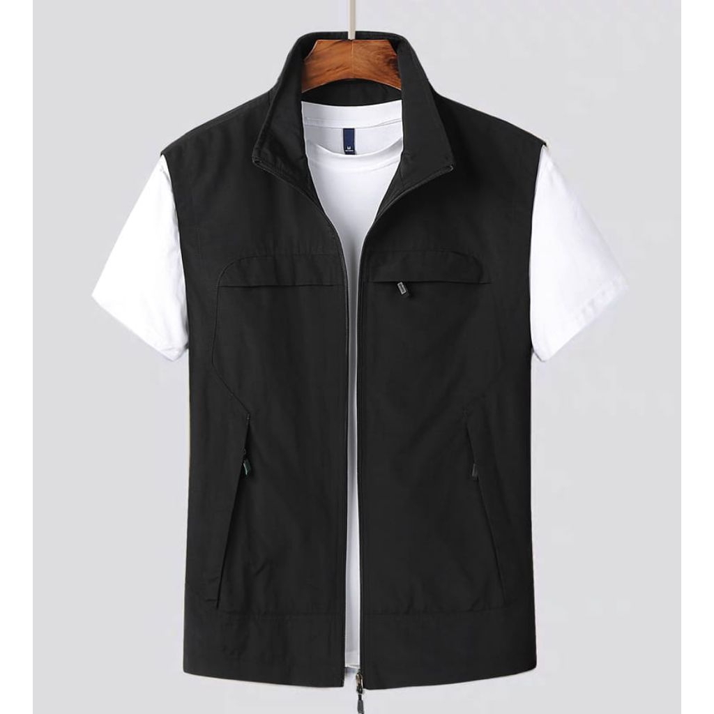 (COD)Jacket rompi pria jaket rompi keren jaket rompi casual jaket rompi vest bisa request bordir