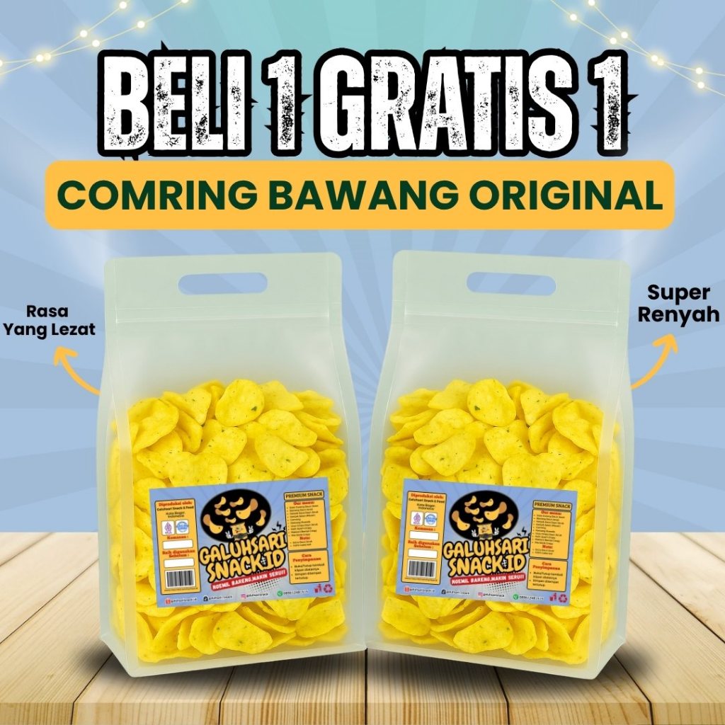 

BELI 1 GRATIS 1 - COMRING BAWANG RASA GURIH ORIGINAL RENYAH PRAKTIS NIKMAT ANTI ALOT CEMILAN VIRAL