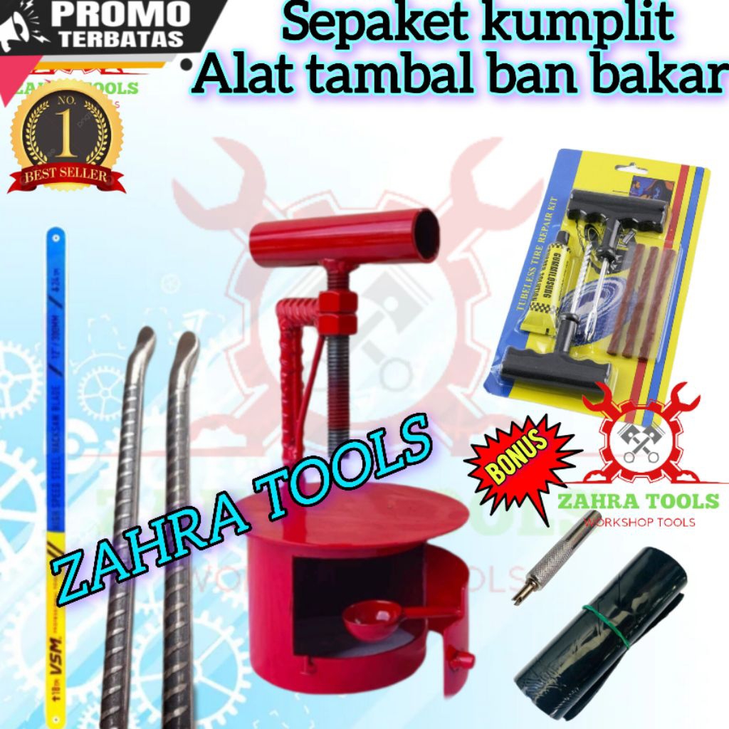 SEPAKET Hemat Alat tambal ban bakar dan tubeles alat tambal ban bakar motor lengkap manual mini dan 