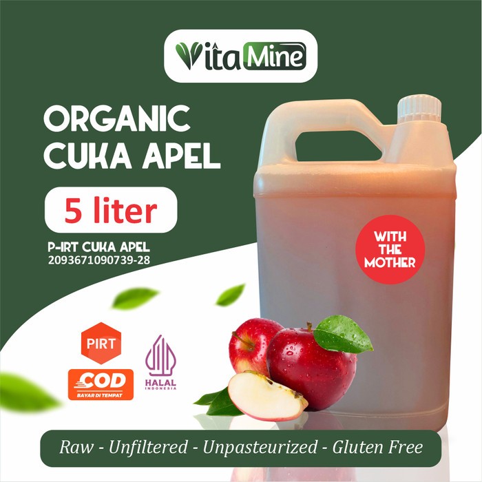 

Vitamine Cuka Apel 5 Liter Apple Cider Vinegar Organik With The Mother