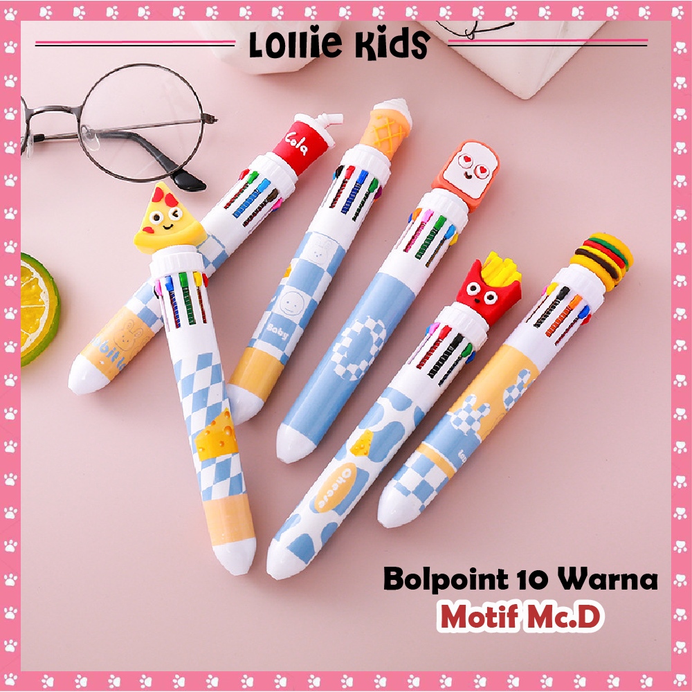 

BOLPOINT MEKANIK 10 WARNA MOTIF MAKANAN MC.D / PULPEN ANAK MOTIF LUCU / BOLPEN WARNA KARAKTER MURAH