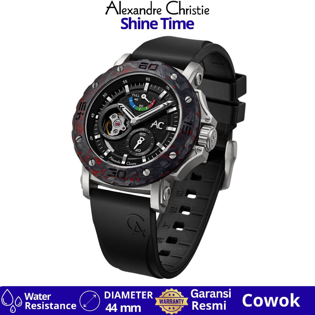 Jam Tangan Pria  Alexandre Christie AC 9205 TITANIUM RED AUTOMATI