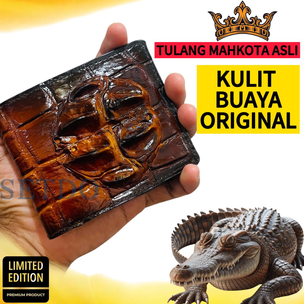 Dompet kulit asli 100% BUAYA MAHKOTA dompet laki Pria Original