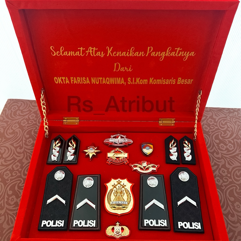 Set Box Pangkat kado kenaikan Bintara pdh pdu Polisi Bripda / Briptu / Brigadir Brigpol / Bripka Pol