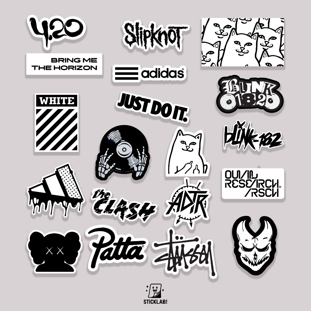 

Sticker Pack HYPE BEAST VOL 19 Aesthetic Vynil Potongan KissCut Tumblr Helm Laptop BLACK & WHITE