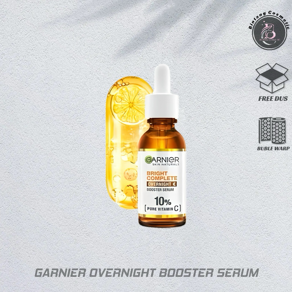 Garnier Bright Complete Overnight Booster Serum 10% Pure Vitamin C , Serum Garnier Overnight Booster