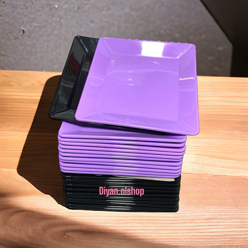 PIRING MELAMIN KOTAK 8 INCH PIRING SAJI MELAMIN ISI 1 LUSIN/PIRING MELAMIN TEBAL