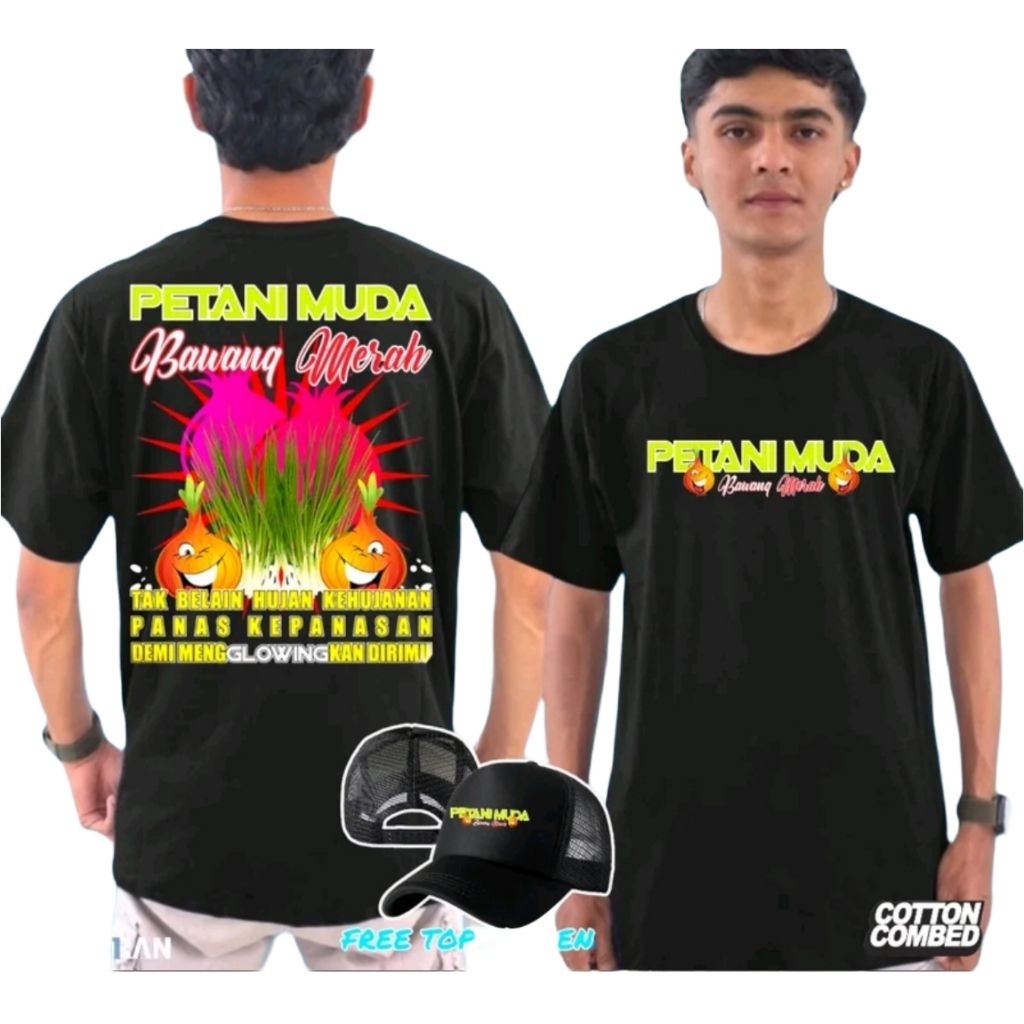 KAOS PETANI MUDA BAWANG MERAH BONUS TOPI SABLON DTF