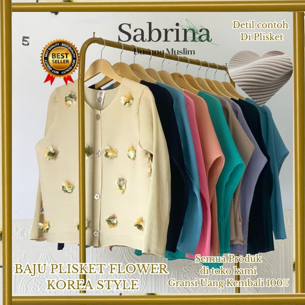 ATASAN PLISKET FLOWER PREMIUM IMPOR KOREA / BAJU BLOUSE PLISKET BANGKOK PREMIUM KEKINIAN / ATASAN PL