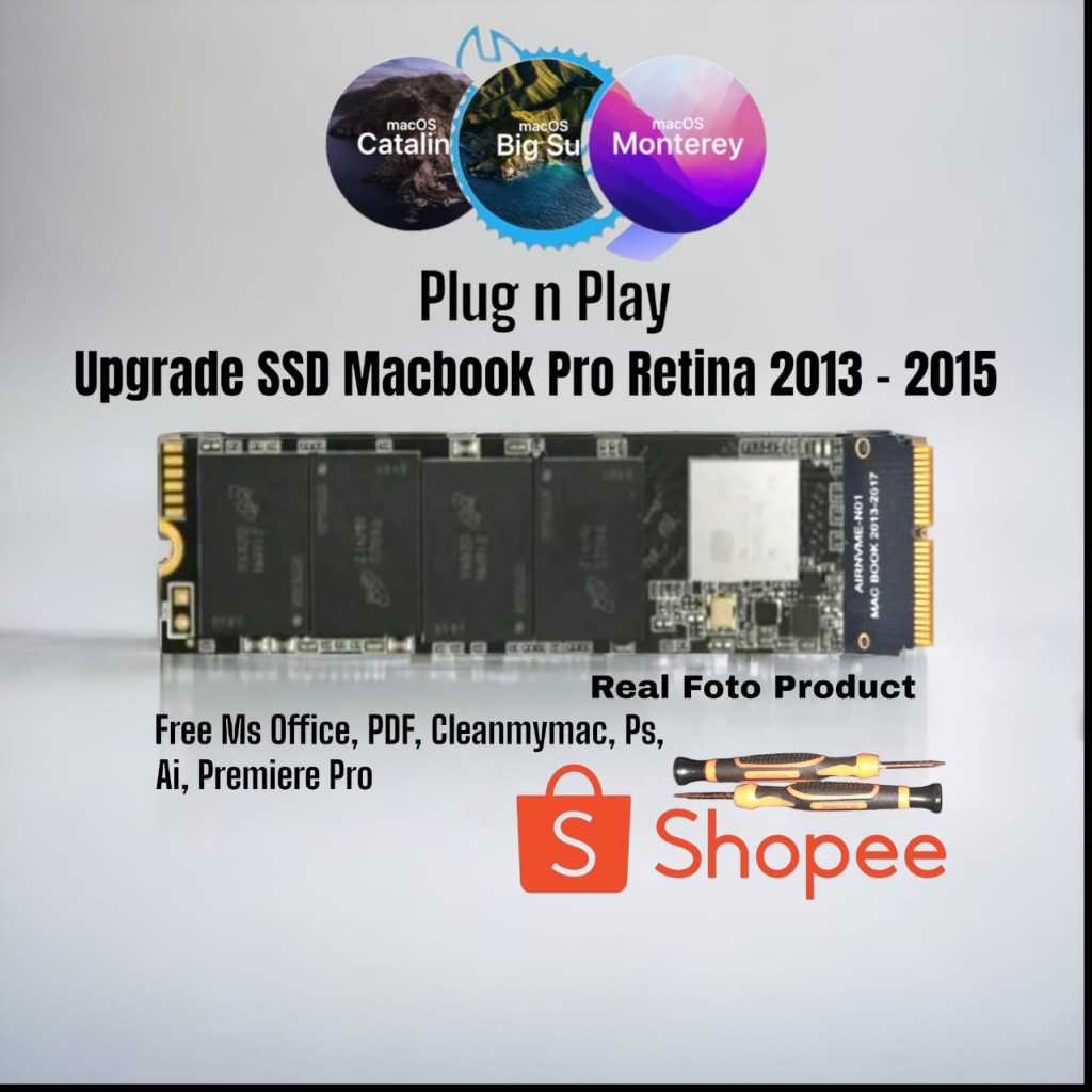 SSD Macbook Pro Retina 2013-2015 Dual Os | Os dan Windows Plug N Play