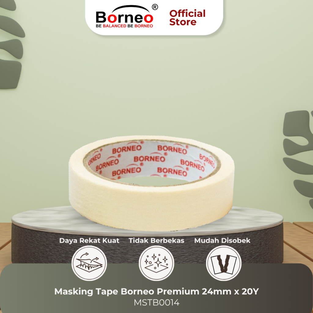 

12 ROLL - Borneo Masking Tape CM (24mm x 14m) - Lakban Kertas