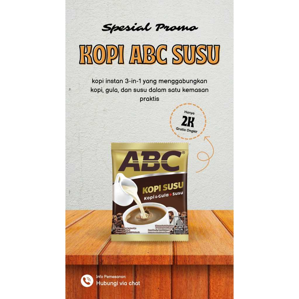

kopi ABC susu sachet RENCENG 31GRAM ( ISI 10 )