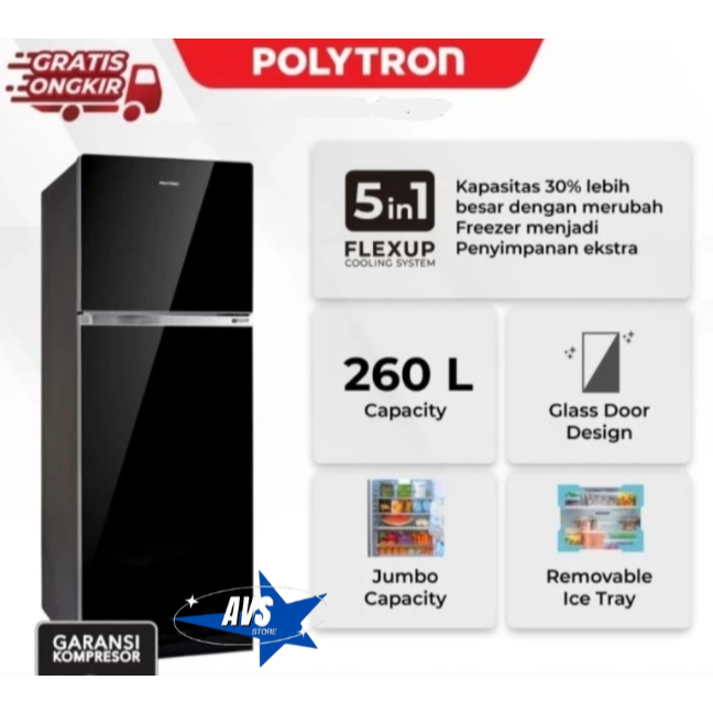 POLYTRON KULKAS 2 PINTU BELLEZA JUMBO 260L PRW 29V