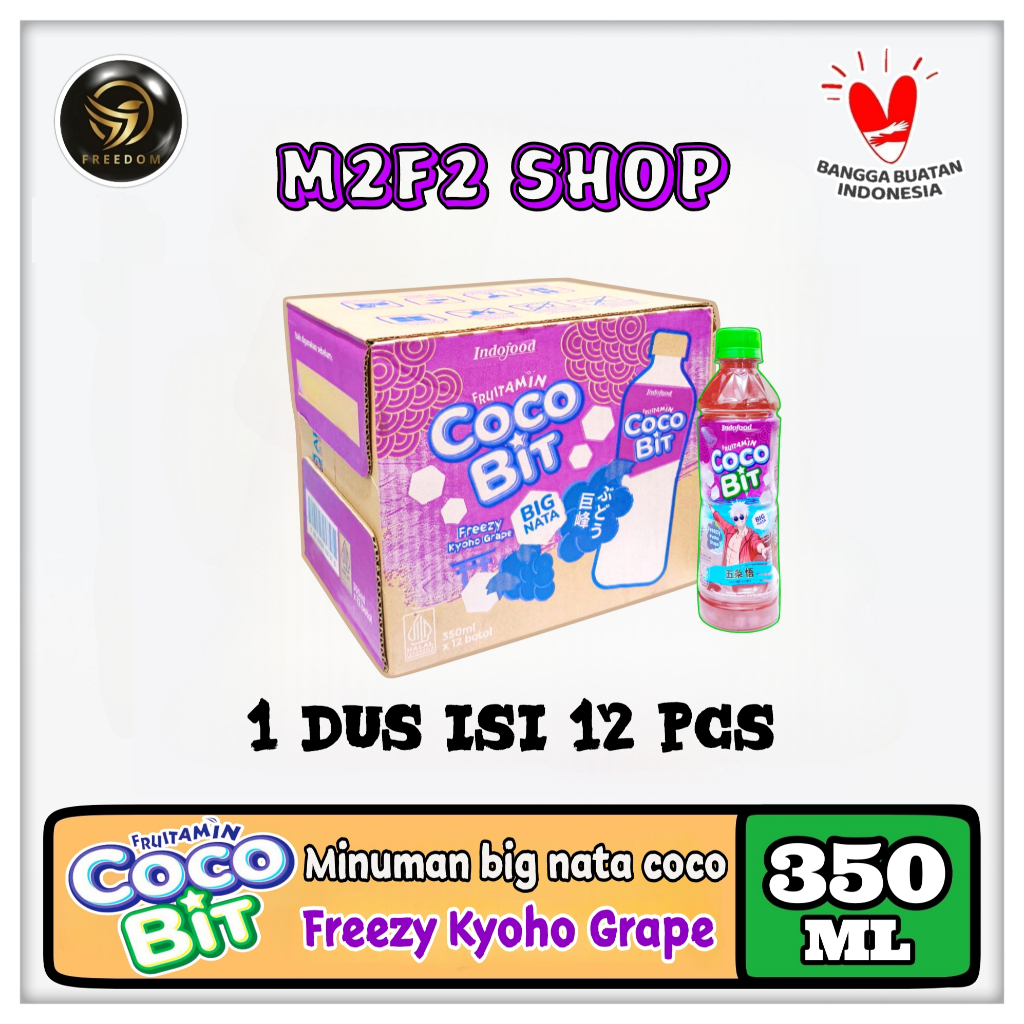 

Fruitamin Minuman Cocobit Big Nata De Coco Freezy Kyoho Grape | Anggur Botol Pet - 350 ml (Kemasan Karton)