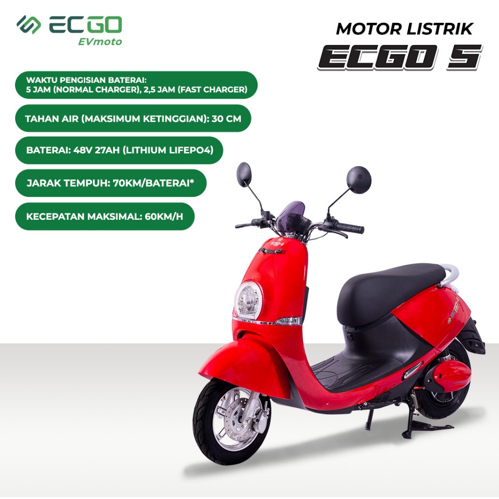 ECGO 5 Motor Listrik - FERARRI RED, OFF THE ROAD