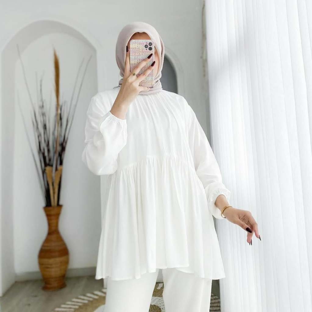 Blouse Wanita Korean Style Elegan dan Modis Meta Blouse HS M L XL XXL XXXL Bahan Katun Rayon Baju At