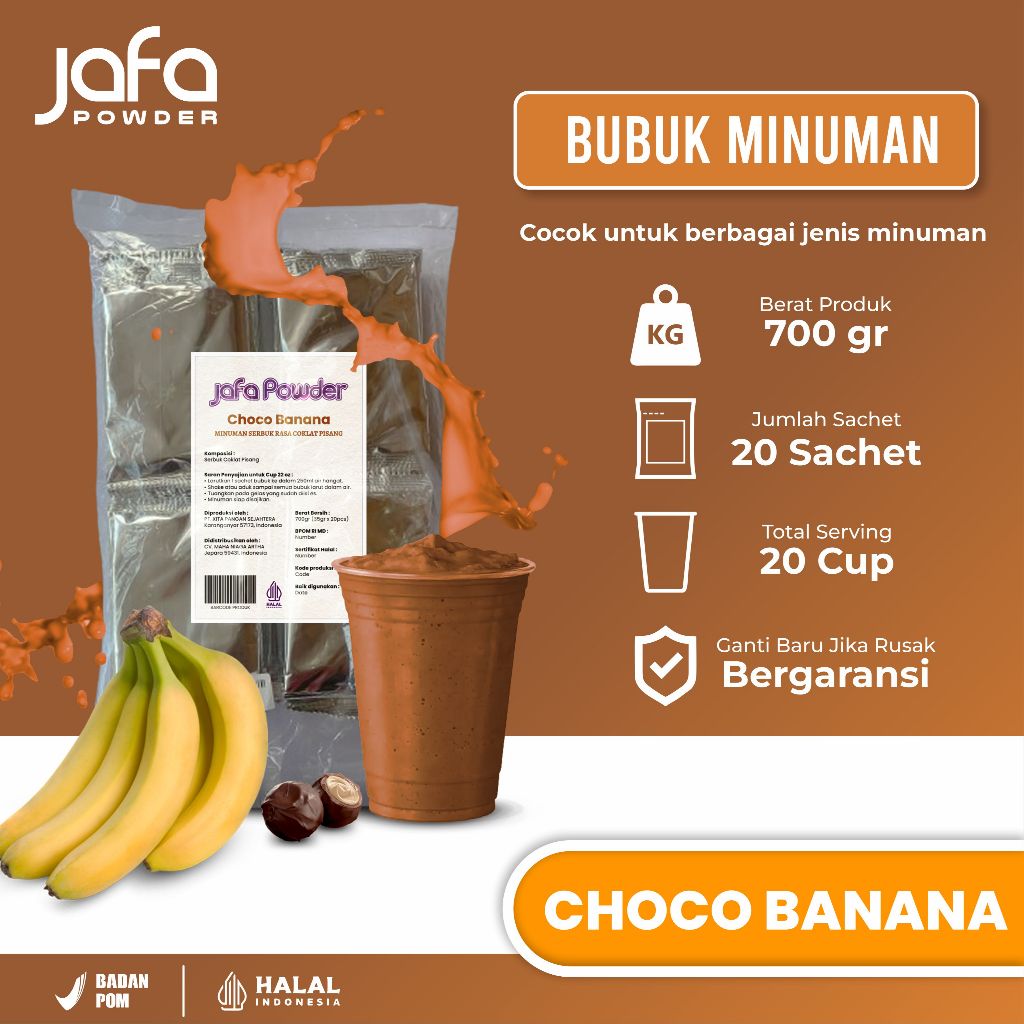 Bubuk Minuman Rasa Coklat Choco Banana 700 Gram - Bubuk Minuman Premium Rasa Cokelat - Halal & BPOM
