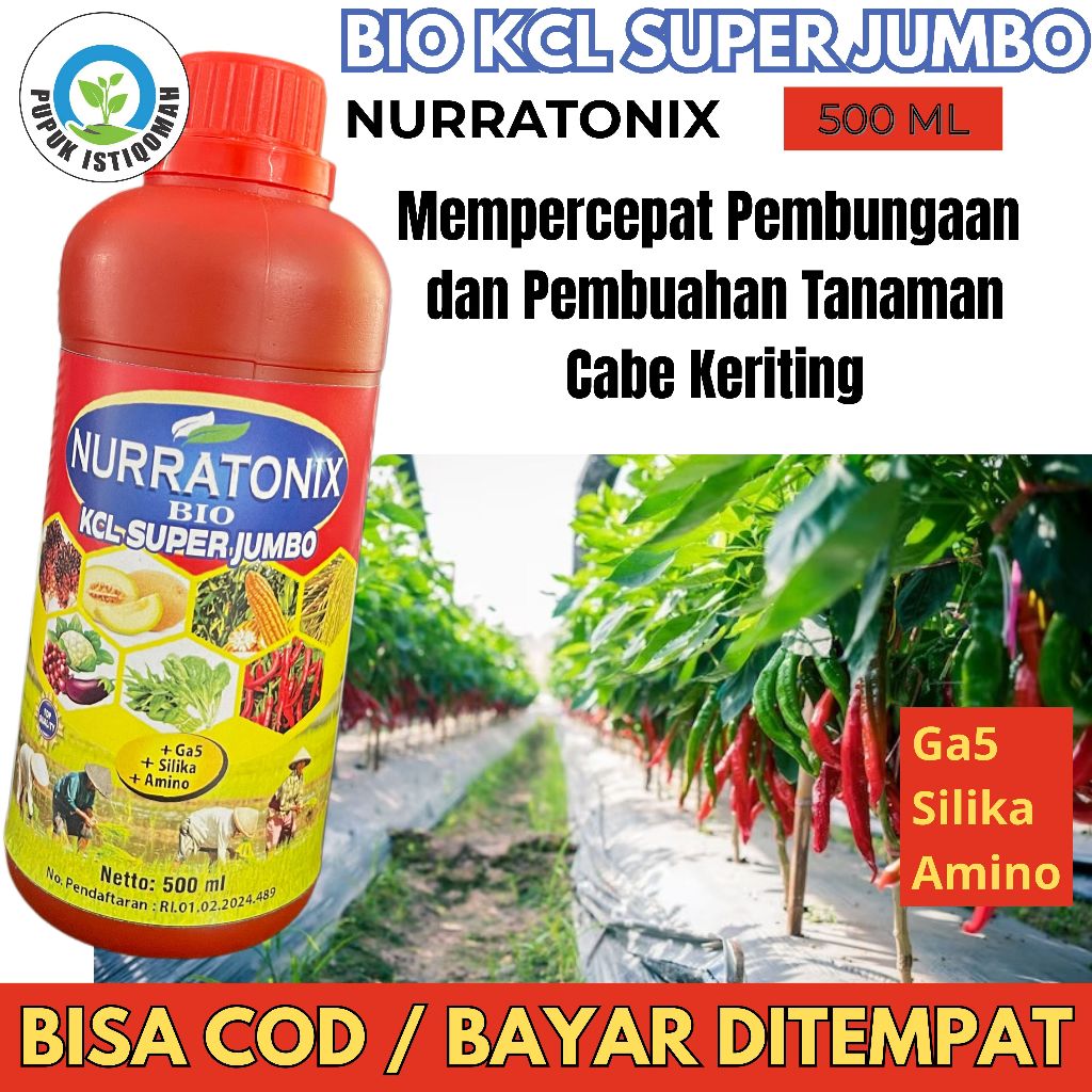 Nurratonix Bio Kcl 500 ml – Pupuk Cair Organik untuk Cabe Keriting, Buah Lebat & Tumbuh Cepat