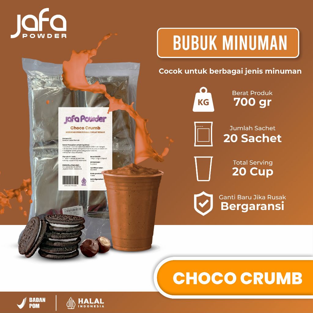 Bubuk Minuman Rasa Coklat Choco Crumb 700 Gram - Bubuk Minuman Premium Rasa Cokelat - Halal & BPOM