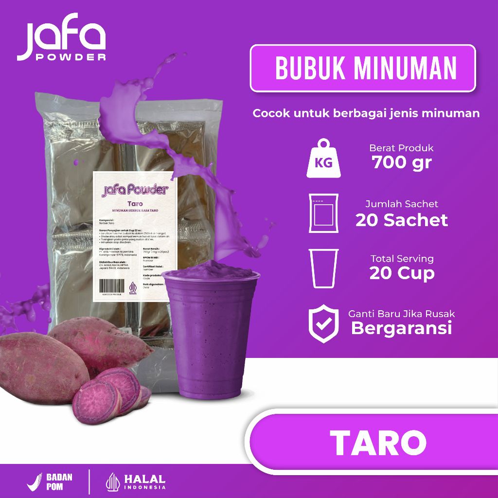 Bubuk Minuman Rasa Taro 700 Gram - Bubuk Minuman Premium Rasa Taro - Halal & BPOM